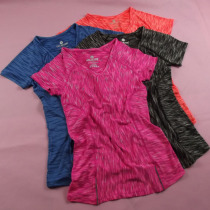 Dingsheng foreign trade women snowflakes quick-dry light sweat Sports V-collar outdoor running short sleeve T-shirt fitness suit S813