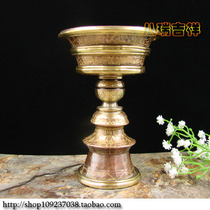 Nepal handicrafts fine red copper gilt carved high foot ghee lamp for lamp Long lamp