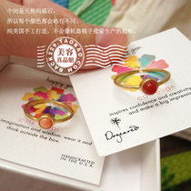 American edition Dogeared silver plated 14K gold pink jade wishes ring ring ring ring birthday present spot