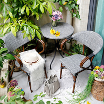 Outdoor cafe rattan chair coffee table three-piece set balcony courtyard outdoor terrace route custom cover with bayberry cart