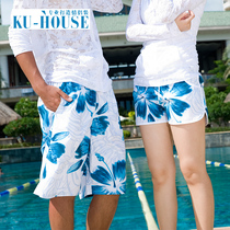  Couple shorts men and women seaside vacation beach pants loose large size trend straight tube quick-drying five-point flower big pants summer