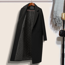Professional dress woolen coat womens long Korean version of cotton thick front desk work clothes womens overalls winter