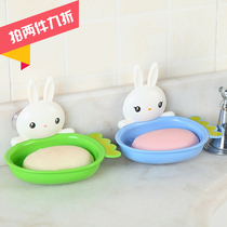 Rabbit powerful sucker soap box creative bathroom wall-mounted soap holder drain large soap box toilet soap tray