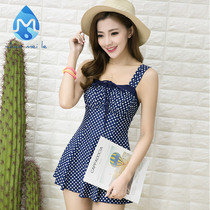 Bodybeauty swimsuit female polo point retro style skirt fashion casual small chest gathered thin womens one-piece swimsuit