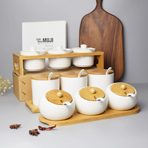 Creative flavor cans household conditioning bottle Japanese kitchen kitchen kitchen package pepper with covered ceramic salt cans