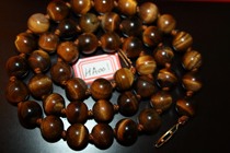 70-80 years old foreign trade natural Tiger Eye Stone Wood stone necklace Brown Brown Yellow Blue boutique stock HA001