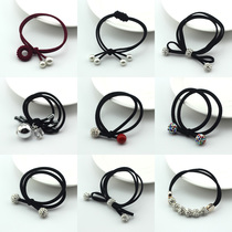 Korean hair ornaments Beaded hair rope Rhinestone hair ring Double multi-root rubber band Crystal head flower Spherical head rope Butterfly ring