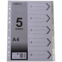  Yuansheng US-005A classification card 11 holes 5 pages plastic index paper 5 pages paging paper A4 classification paper