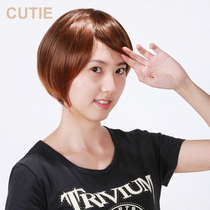 Prettier wig female short hair short straight hair bobo head oblique bangs wig set realistic bobo head wig short