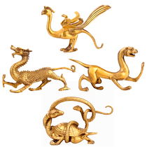 Pure copper Quartet Divine Beast Feng Shui Pendulum of Qinglong White Tiger Zhu Nock Xuanwu Set of Home Creative Furnishing