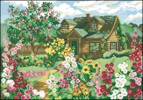 Cross-stitch electronic drawings 5077 blooming huts 230W * 160H24 color XSD source file