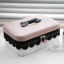 Korean lace bow leather buckle cosmetics storage box storage bag storage box 2 colors optional