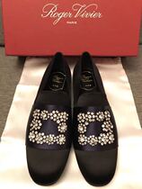 roger vivier spring round toe satin flat loafers size 34