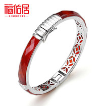 Fukuyou Residence Korean Version Fashion Lady 925 Silver Agate Bracelet Crystal Jade Silver Ornament Gift