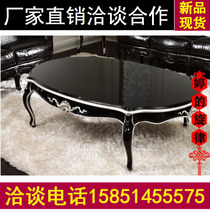 European neoclassical rectangular coffee table simple solid wood carved furniture sofa living room reception desk negotiation