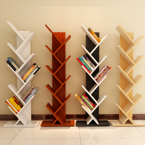 Wooden bookshelf multi-function creative bookcase multi-layer simple floor rack newspaper CD storage rack