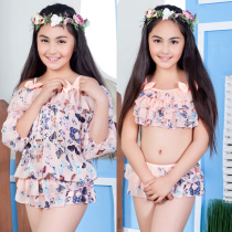 Childrens three-piece split swimsuit Girls middle and large children princess skirt sunscreen little girl sexy cute bikini