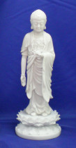 Cost circulation 36 cm Jingzong imitation white porcelain Amitabha Buddha statue exquisite and solemn