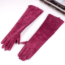 Long Gloves Women Genuine Leather Autumn winter Han sleeve Sleeves Sleeves Lengthened leather gloves flip fur gloves arm cover Womens winter