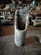 Hot sale of the Republic of China black pottery chopsticks cage carved flower folk chopsticks antique pottery collection antique Miscellaneous bags old bags