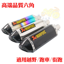 Motorcycle sports car off-road modification large hexagonal diamond carbon fiber in-line exhaust pipe large displacement Huanglong 600