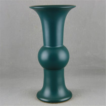  Qing Dynasty Yongzheng peacock green glazed flower vase Jingdezhen high-end old antique porcelain retro decoration collection