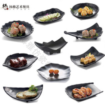 Black Japanese frosted irregular snack plate Creative Korean cuisine Sushi plate Melamine melamine tableware