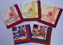 Japanese cotton womens handkerchief GuyLaroche PARIS moon flower water jade dot decoration