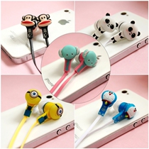 Headphones New Fashion Cartoon Entrance Ear-type Line Control Non-voice headphones Low sound cannons When cats Panda Small Elephant