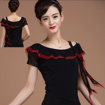 Summer ballroom dance tops practice clothes womens square dance Latin dance performance clothes adult national standard modern dance clothes suspenders