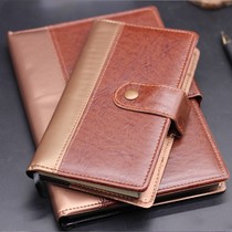 Notebook leather business notepad office supplies thick diary book Button book hand account book