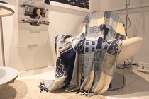  Foreign trade exports to Europe and the United States Mediterranean blue British plaid universal high-end sofa towel full cover non-slip leisure blanket