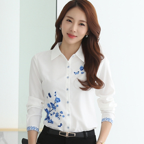 2020 new spring chiffon shirt shirt women long sleeve foreign style fashion top floral print shirt shirt small shirt White