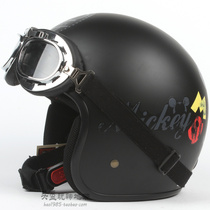 Taiwan EVO Mickey matte black Harley electric motorcycle helmet men and women sunscreen UV retro half helmet winter