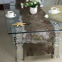 Nordic modern embroidery table flag tablecloth fabric double-layer yarn TV cabinet cover cloth leaves dark brown Nordic day