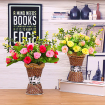 Rose Flower Butterfly Flower Plastic Vines Bricked Vase Pendulum Piece Emulated Flower Suit Fake flower Living room Desktop Decoration Pendulum