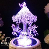  Luminous crystal Carousel Music box Music box Creative wedding birthday gift girlfriend girl child Tanabata