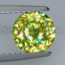 (Recommended) 1 20 carat round yellow-green strong fire color natural titanite bare stone custom ring) has been out