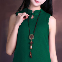 Retro sweater chain long necklace chest pendant celestial Beads pendant Joker ornaments female ethnic style accessories