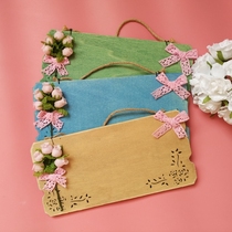 Customized European style pastoral blank listing personality wooden door wall decoration creative home decoration business card hanging decoration