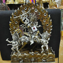 Tibetan Buddhism Nepal copper gilt silver auspicious mother Buddha statue pure bronze auspicious Tianmou Buddha statue high 55cm high