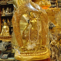 Nepals red copper gilt Buddha statue red copper gilt auspicious mother Buddha statue high 64cm high