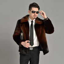 New mink fur coat mens whole mink crown grade ferret fur fur jacket Henning genuine leather grass male