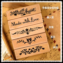 Vintage long pattern wooden seal Beautiful flower diary album decorative stamp DIY rubber stamp