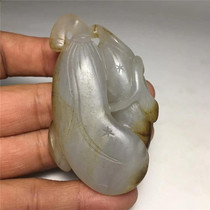 Ming and Qing Period antiques Antique jade collection Old Hetian jade Fu Gua handle ornaments Pendant