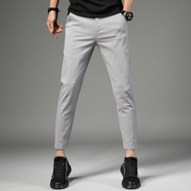 Tide brand 2018 autumn and summer black stretch nine-point pants mens fashion casual pants Korean slim small pants thin section