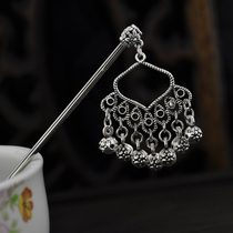 Retro hair accessories Miao Silver Peacock classical long hair hairpin womens style step hair tassel National style to give women gifts