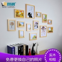 Combination photo frame hanging wall Photo Wall photo wall wash photo solid wood 13 frame simple black and white primary color simple solid wood decorative painting