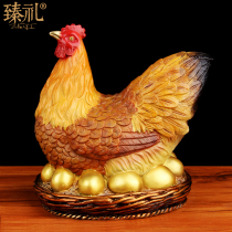 Hand-painted copper hen golden rooster desktop ornaments zodiac chicken home furnishings