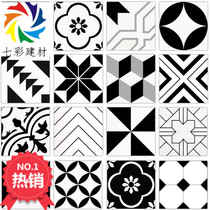 Nordic parquet bathroom small floor tiles black and white bathroom balcony retro tiles Kitchen background wall tiles 300